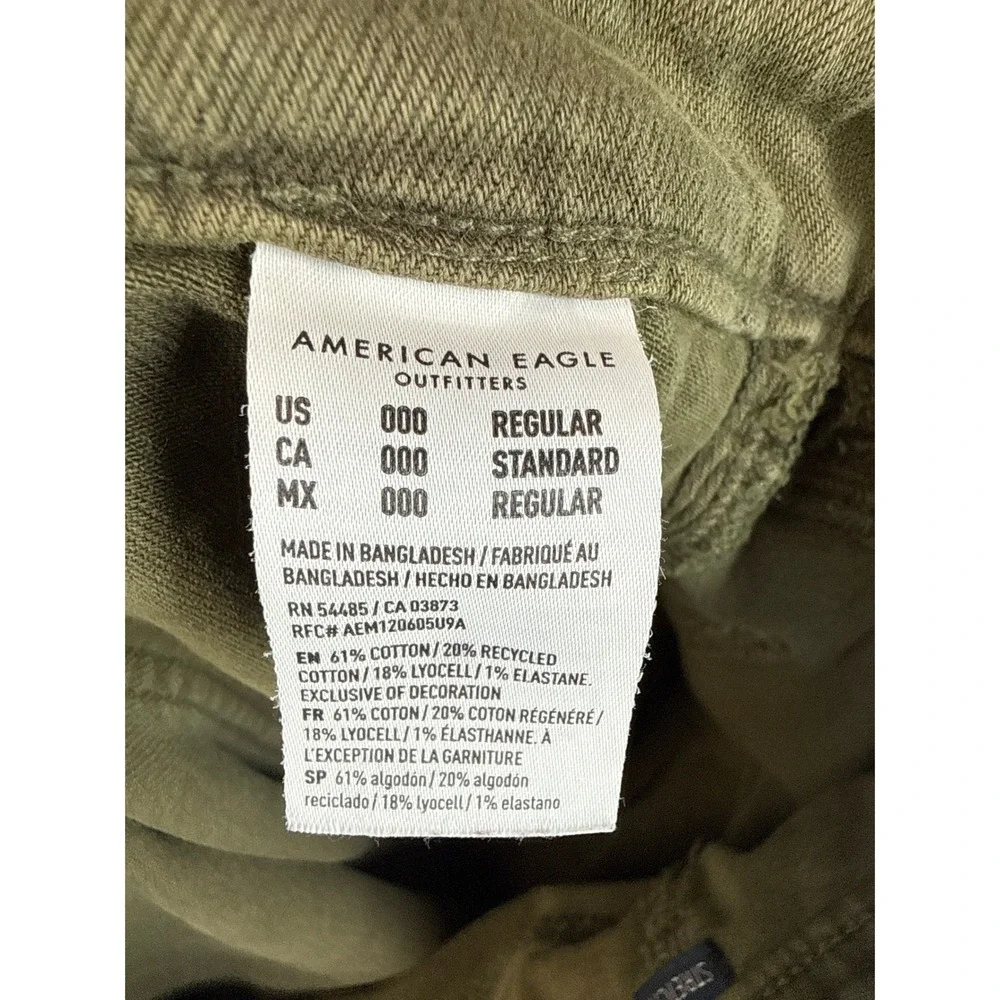 American Eagle Super High-Rise Baggy Wide Leg Pants Olive Green Size 000 XXS EUC